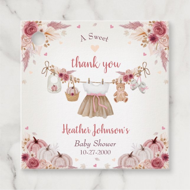 Sweet Little Pumpkin Autumn Baby Shower  Geschenkanhänger (Vorderseite)