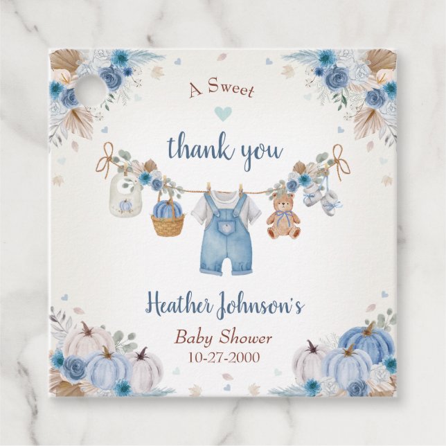 Sweet Little Pumpkin Autumn Baby Shower Geschenkanhänger (Vorderseite)