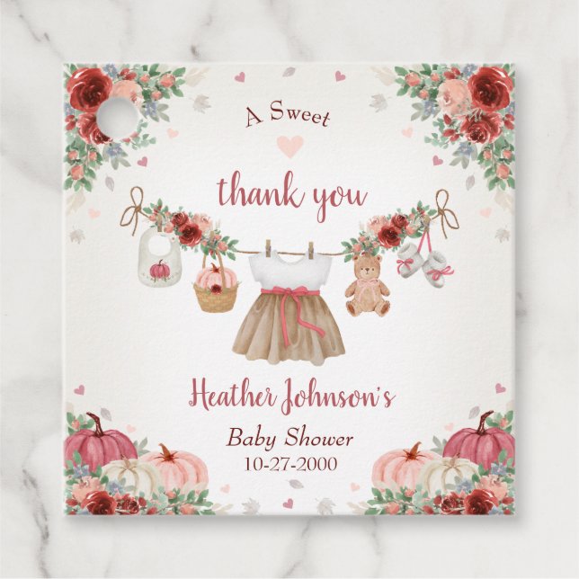 Sweet Little Pumpkin Autumn Baby Shower Geschenkanhänger (Vorderseite)