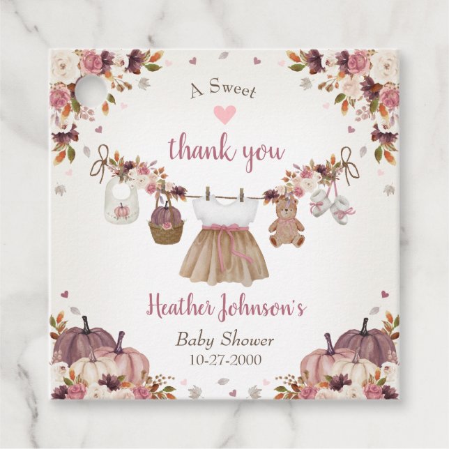 Sweet Little Pumpkin Autumn Baby Shower Geschenkanhänger (Vorderseite)