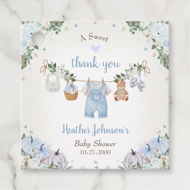 Sweet Little Pumpkin Autumn Baby Shower Geschenkanhänger (Vorderseite)