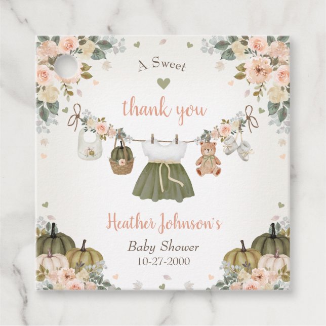 Sweet Little Pumpkin Autumn Baby Shower Geschenkanhänger (Vorderseite)