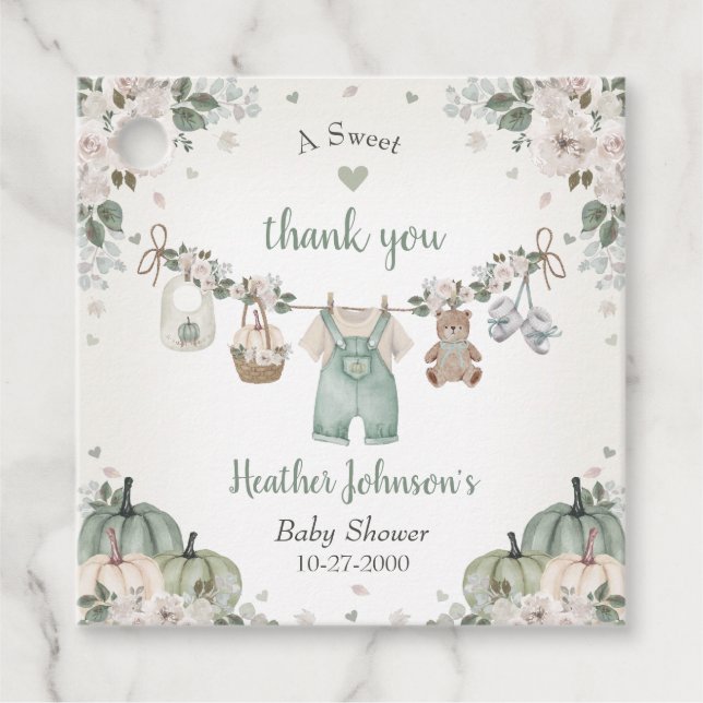 Sweet Little Pumpkin Autumn Baby Shower Geschenkanhänger (Vorderseite)