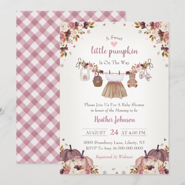 Sweet Little Pumpkin Autumn Baby Shower Invitation Einladung (Vorne/Hinten)