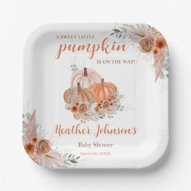 Sweet Little Pumpkin Autumn Baby Shower Pappteller (Vorderseite)