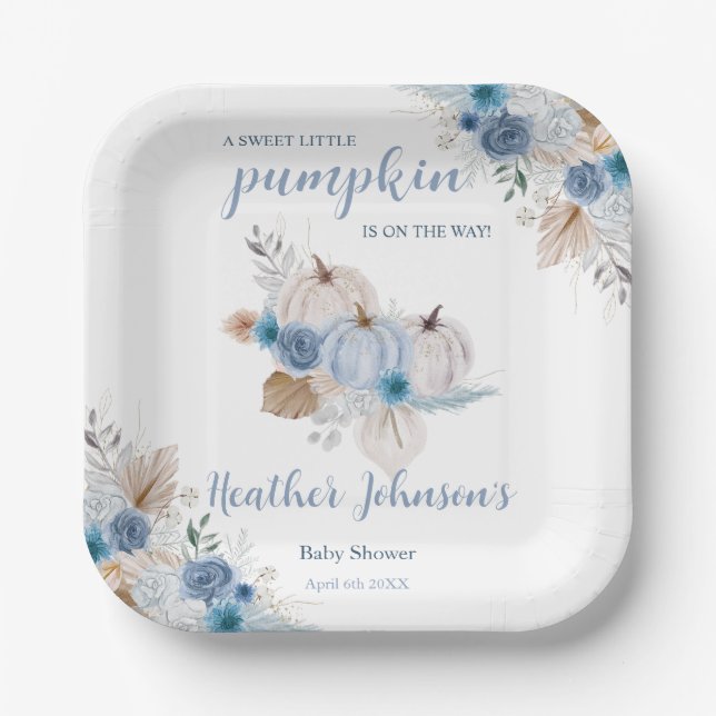 Sweet Little Pumpkin Autumn Baby Shower Pappteller (Vorderseite)