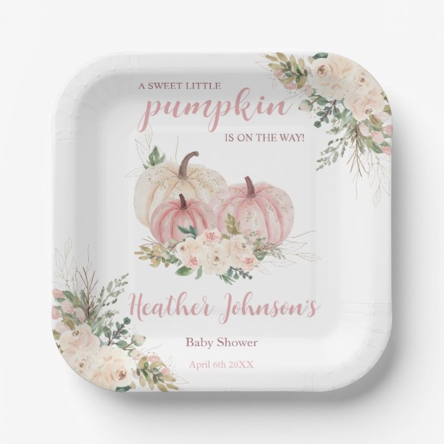 Sweet Little Pumpkin Autumn Baby Shower Pappteller (Vorderseite)