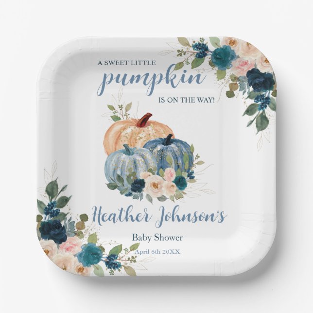 Sweet Little Pumpkin Autumn Baby Shower Pappteller (Vorderseite)