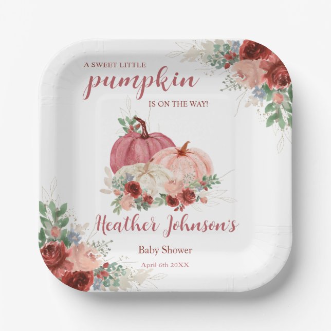 Sweet Little Pumpkin Autumn Baby Shower Pappteller (Vorderseite)