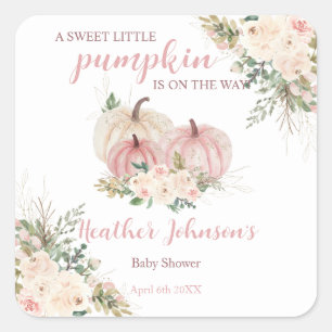 Sweet Little Pumpkin Autumn Baby Shower Quadratischer Aufkleber