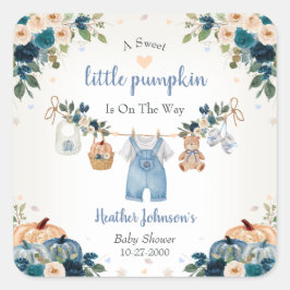 Sweet Little Pumpkin Autumn Baby Shower Quadratischer Aufkleber