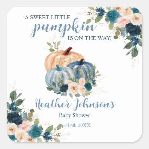 Sweet Little Pumpkin Autumn Baby Shower Quadratischer Aufkleber