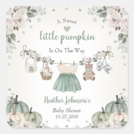 Sweet Little Pumpkin Autumn Baby Shower Quadratischer Aufkleber
