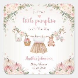 Sweet Little Pumpkin Autumn Baby Shower Quadratischer Aufkleber