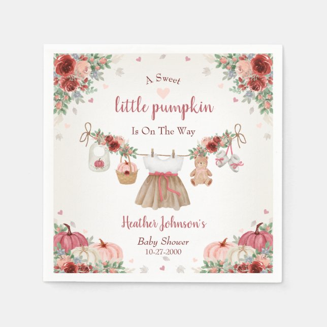Sweet Little Pumpkin Autumn Baby Shower Serviette (Vorderseite)
