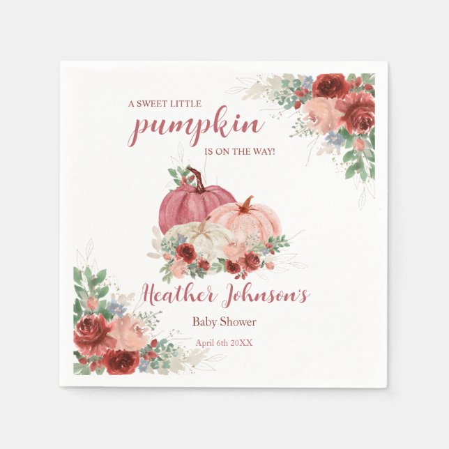 Sweet Little Pumpkin Autumn Baby Shower Serviette (Vorderseite)