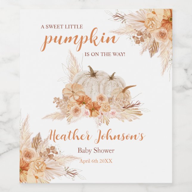 Sweet Little Pumpkin Autumn Baby Showlabel Weinetikett (Einzelnes Label)