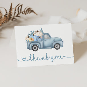 Sweet Little Pumpkin Blue Autumn Baby Dusche Dankeskarte