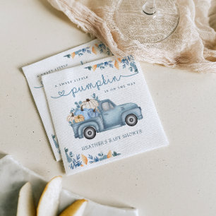 Sweet Little Pumpkin Blue Autumn Baby Dusche Serviette