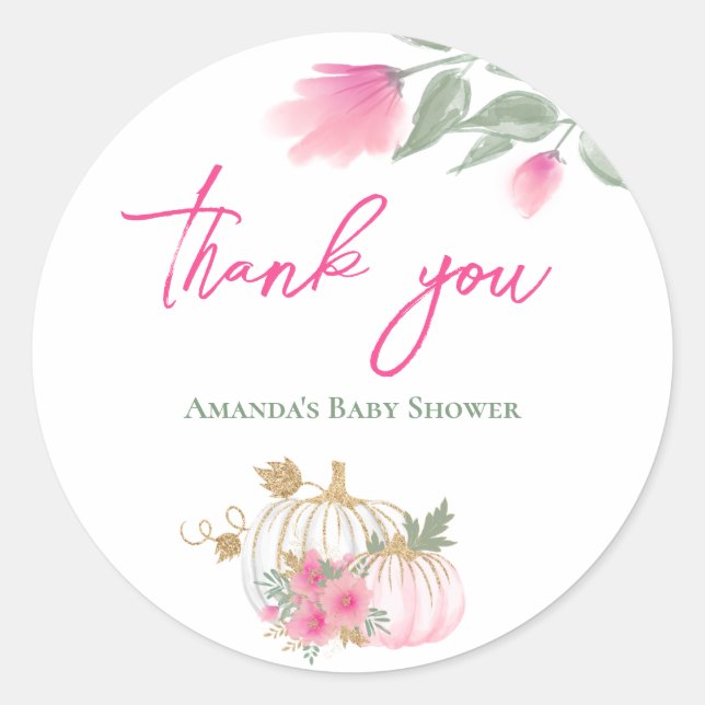 Sweet Little Pumpkin Blush Pink Gold Weiße Blüte Runder Aufkleber (Vorderseite)