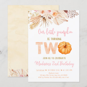 Sweet Little Pumpkin Boho Zweiten Geburtstag Einladung