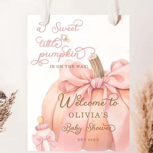 Sweet Little Pumpkin Bow Baby Dusche Willkommen Poster (Von Creator hochgeladen)