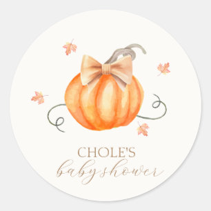 Sweet Little Pumpkin Bow Fall Baby Dusche Runder Aufkleber