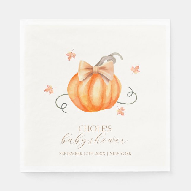 Sweet Little Pumpkin Bow Fall Baby Dusche Serviette (Vorderseite)