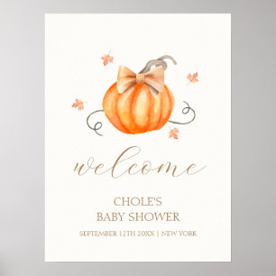 Sweet Little Pumpkin Bow Fall Baby Dusche Willkomm Poster