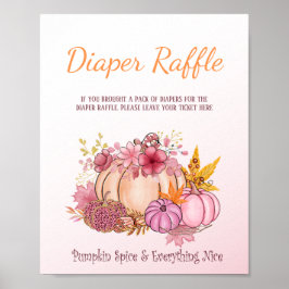 Sweet Little Pumpkin Fall Farm Pink Diaper Raffel Poster