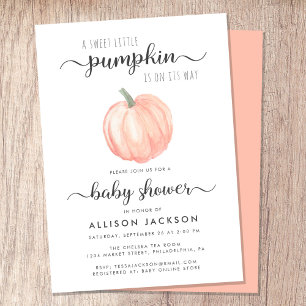 Sweet Little Pumpkin Orange Watercolor Babydusche Einladung