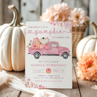 Sweet Little Pumpkin Pink Autumn Birthday Einladung
