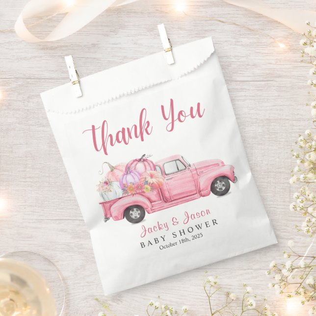 Sweet Little Pumpkin Pink Girl Baby Dusche Geschenktütchen (Ausgeschnitten)