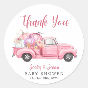 Sweet Little Pumpkin Pink Girl Baby Dusche Runder Aufkleber