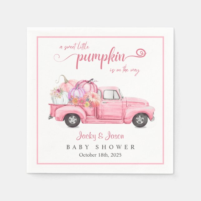 Sweet Little Pumpkin Pink Girl Baby Dusche Serviette (Vorderseite)