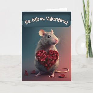 Sweet Little Rat mit Blume Herzens Valentinstag Feiertagskarte