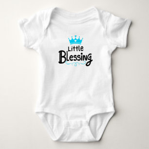 Sweet "Little Sessing" Blue Baby Strampler