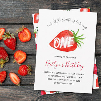 Sweet Little Strawberry 1. Geburtstag Einladung