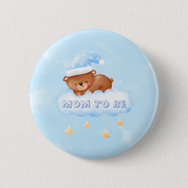 Sweet Little Teddy Bear Boy Baby Dusche Button (Vorderseite)
