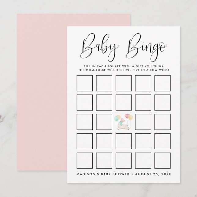 Sweet Llama Baby Shower Bingo Card (Vorne/Hinten)