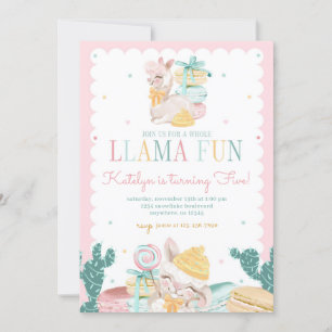 Sweet Llama Pastel zum Geburtstag Einladung mit Ka