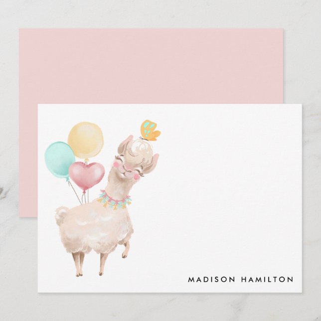 Sweet Llama Personalisiert Stationery Mitteilungskarte (Vorne/Hinten)