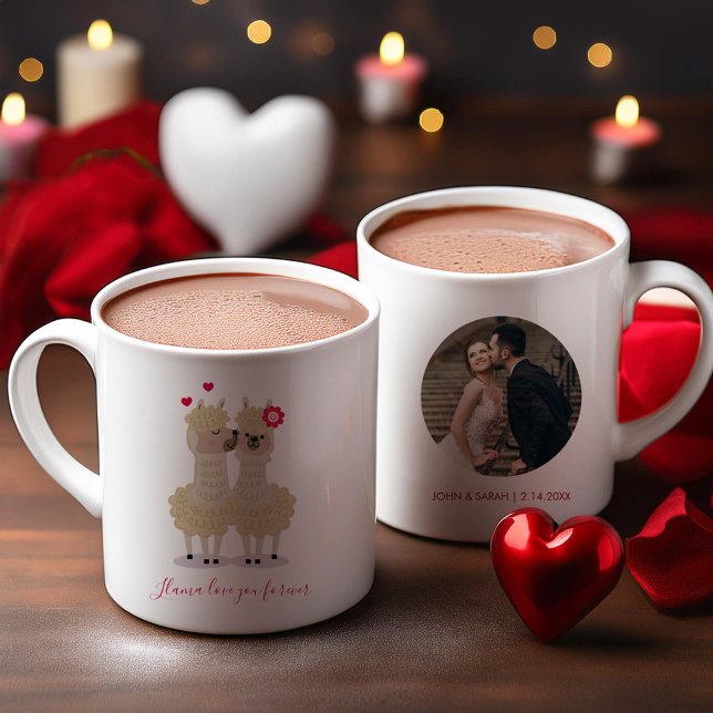 Sweet Llamas Custom Foto Valentinstag Kaffeetasse (Von Creator hochgeladen)