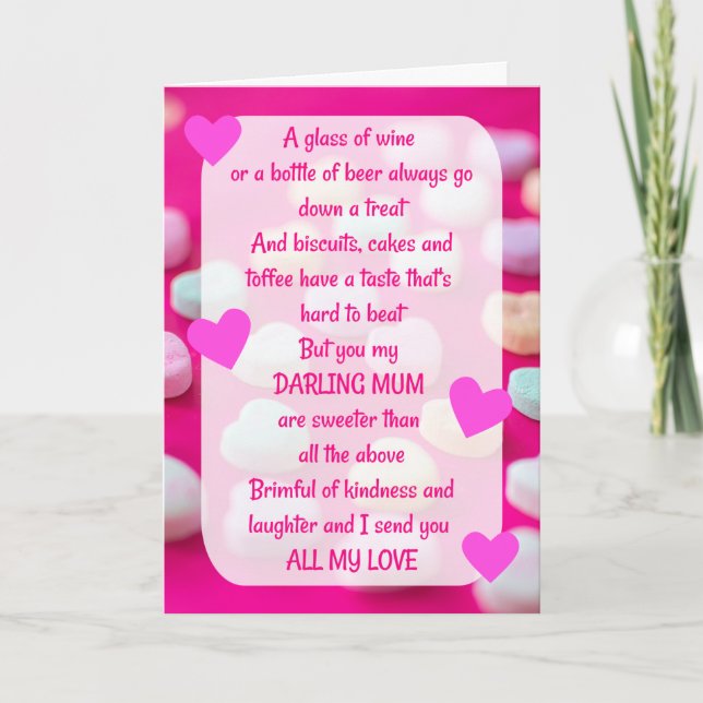 Sweet Loem Gedicht Mum Sentimental Birthday Card Karte (Vorderseite)