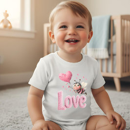 Sweet Love Bee Pink Hearts  Baby Strampler