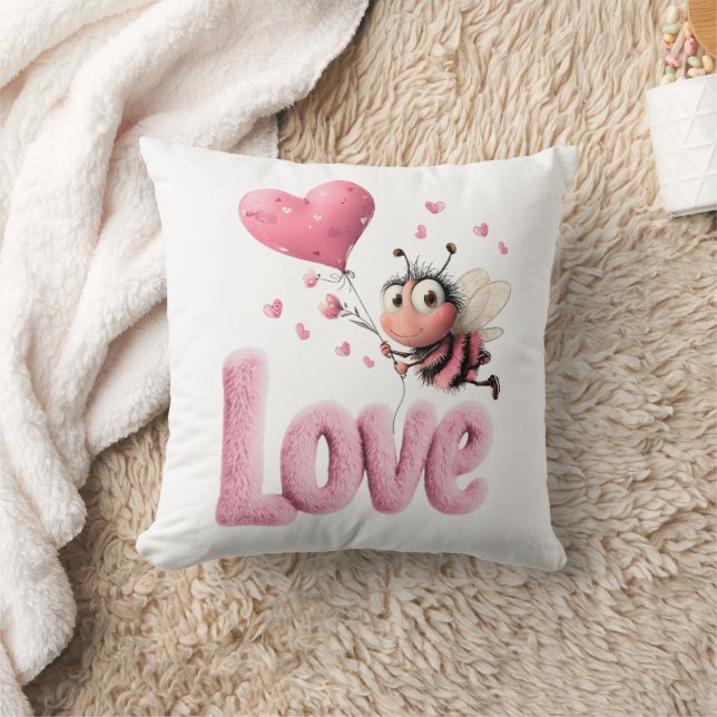 Sweet Love Bee Pink Hearts  Kissen (Decke)