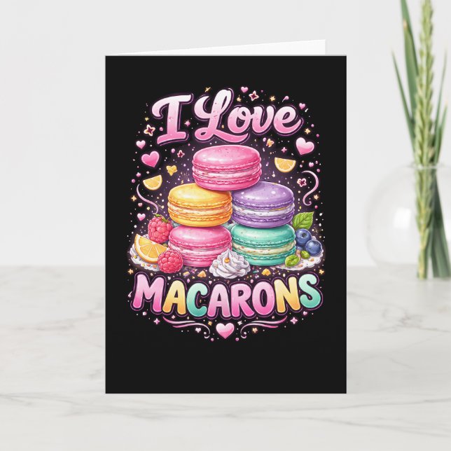 Sweet Love Macarons Feiertagskarte (Vorderseite)