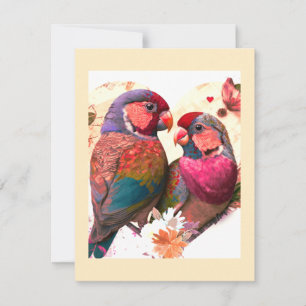 SWEET LOVEBIRD, VINTAGE, FARBHAFTE LIEBE MITTEILUNGSKARTE