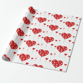 Sweet Lovely Romantic Red Hearts Geschenkpapier