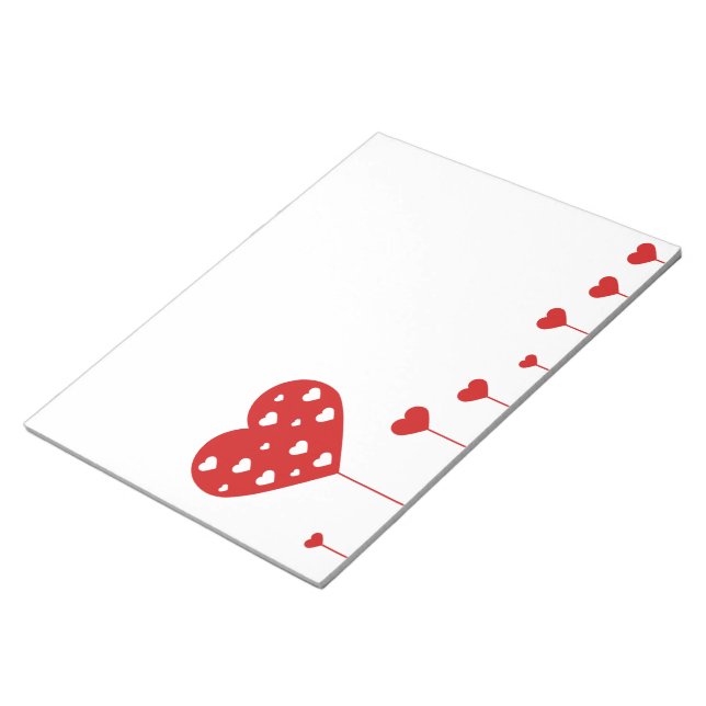 Sweet Lovely Romantic Red White Hearts Notizblock (angewinkelt)